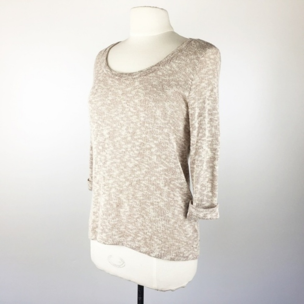 UO Sparkle & Fade Roll Cuff Sweater Tan M
